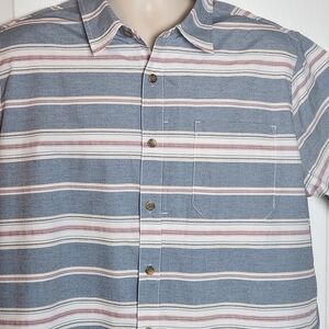 Eddie Bauer Mens Button Down Shirt XL Striped Cotton Polyester Mesh Lined Yoke
